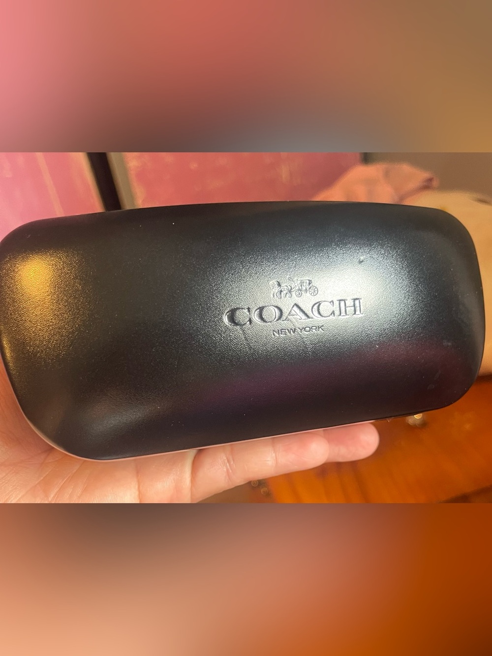 Coach Black Embossed Leather Sunglasses Case